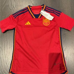 adidas Spain 2022/23 Youth Home Jersey in red
